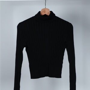 Zara Black Ribbed Turtleneck Sweater